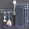 Wall Mount Bath Towel Holder Swing Out Rack 5-Bar Folding Hanger Stand, White.